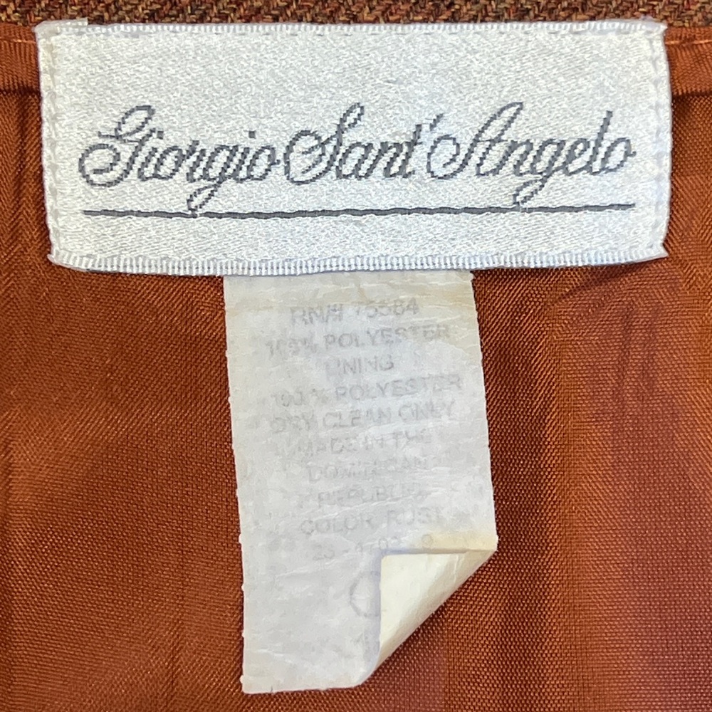 Vintage Giorgio Sant’ Angelo Rust Orange Wool-like Herringbone Skirt - Size 10 - Picture 7 of 8